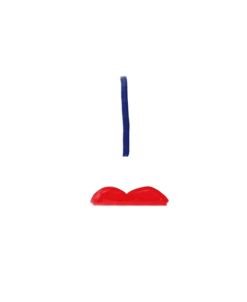 Minimal Woman Face Two Shapes Simple Red Lips Line Nose — 图库照片