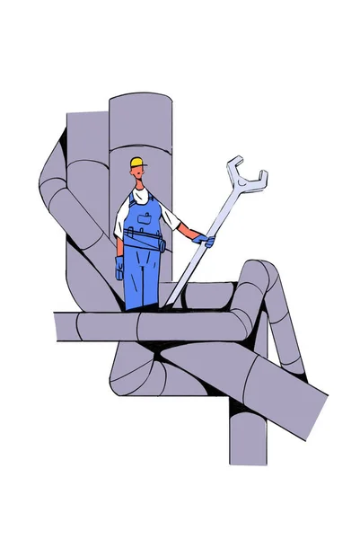 Ilustração Conceito Mulher Encanador Com Válvula Gigante Tubo Com Sua — Fotografia de Stock