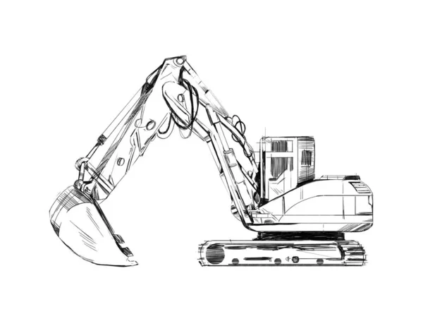 Retroexcavadora Ilustración Dibujo Del Vehículo Para Industria Construcción Clip Art — Foto de Stock