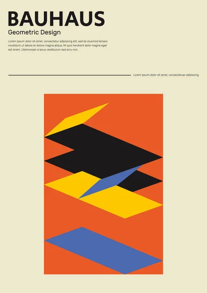 Bauhaus Und Mondrian Design Hintergrund Mit Farbenfrohen Formen Und Mustern — Stockvektor