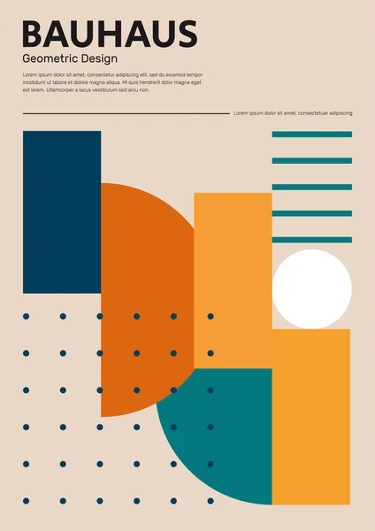 Harfli ve desenli modern Bauhaus poster tasarımı. Neoplastisizm ve Mondrian stilinde kusursuz soyut vektör geometriği. Eski moda grafik yazdırma ve kapak.