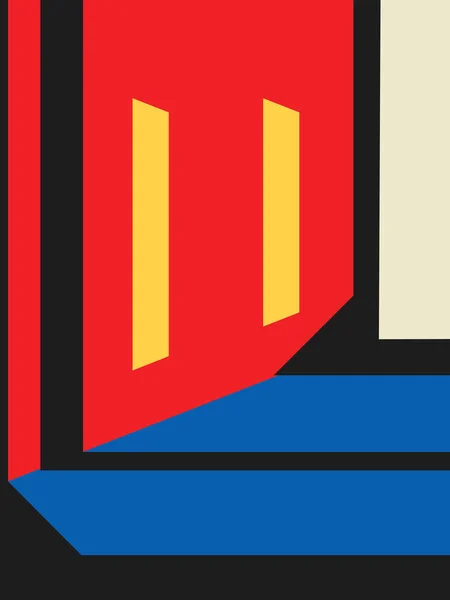Memphis Bauhaus Abstracte Geometrische Achtergrondruimte Met Driedimensionale Gang Moderne Minimalistische — Stockfoto