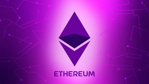 Ehtereum Eth Szimbólum Gradiens Háttér Vonal Pont Digitális Művészet Blockchain — Stock Fotó