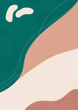 Vector soyut dikey duvar kağıdı arka plan boho ve çizgi sanatı. Sıcak renklerde modern moda sanat eserleri. Duvar baskısı, poster için.