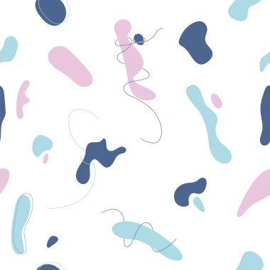 Vektör, organik şekilleri boho stili ve çizgi sanatında kusursuz desen oluşturur. Baskı, tekstil, ambalaj kağıdı, duvar kağıdı, pankart için modern soyut sanat