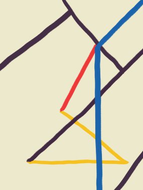 Üç boyutlu ve keskin şekilli. Doğrusal ve parlak renk. Sakin ve huzurlu bir atmosfer. Neoplastisizm ve Mondrian sanat tarzında el boyaması. Baskı, tekstil, duvar kağıdı, web afişi, sosyal medya için poster