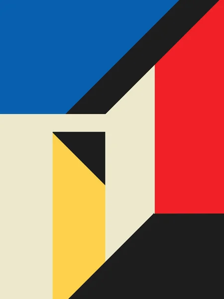 Fargerik Abstrakt Neoplastikk Kubisk Kunst Maleri Med Hovedfarge Mondriansk Stil – stockfoto