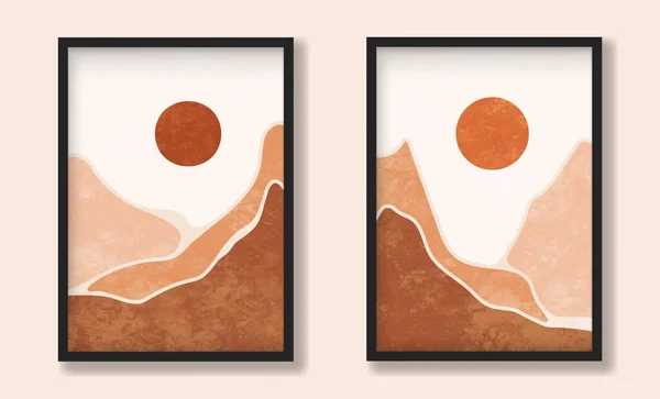 Paysage Vertical Plat Désert Design Dans Des Couleurs Orange Avec — Image vectorielle