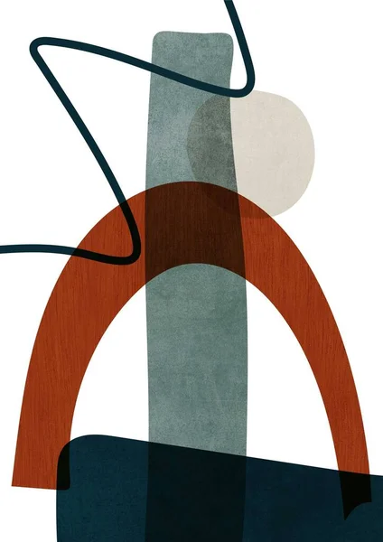 추상적 형태와 나무와 질감을 현대의 노르딕 포스터 카드를 — 스톡 사진