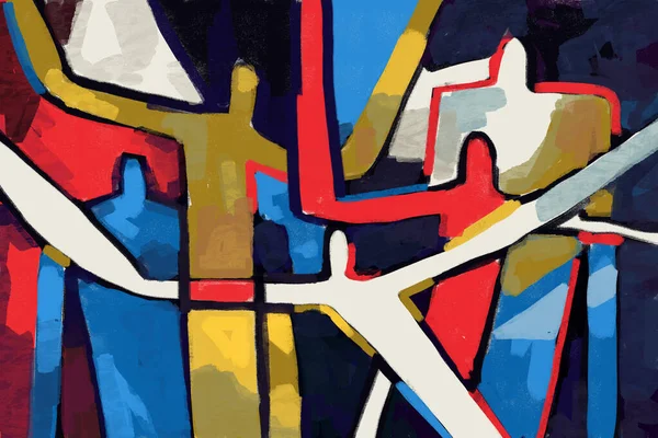 Renkli insanlar soyut neoplastisizm ve kübizm sanat tarzını benimsiyor. Mondrian tarzında soyut insanlarla birincil renkle resim yapmak. Baskı ve duvar sanatı için.