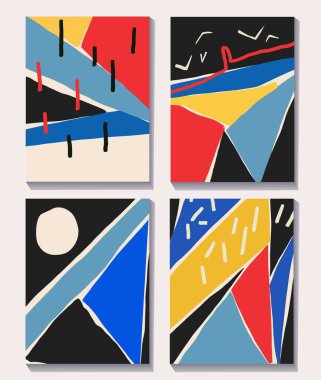 Bauhaus sanat tarzında kapak tasarımı. Modayı takip eden basit ve minimalist 20 'li yılların modern sanatı. Sunum, kitap veya şirket için renkli ve çağdaş kapak