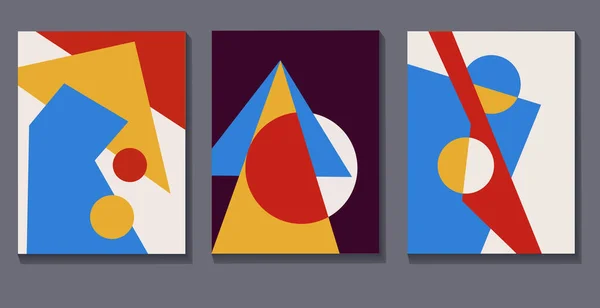 Conjunto Vectores Plantilla Póster Collage Estilo Artístico Bauhaus Moderno Arte — Vector de stock