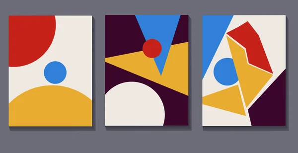 Vector Set Poster Collage Template Bauhaus Art Style Μοντέρνα Απλή — Διανυσματικό Αρχείο