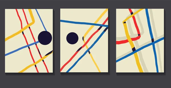 Vektör Birincil Renkler ile Dengelenmiş biçimler ve Soyut Şekiller ayarlandı. Ciltle Soyut Modernizm Boyama. Bauhaus ve Kandinsky titreşimleri. Yazdırma ve Poster İçin.