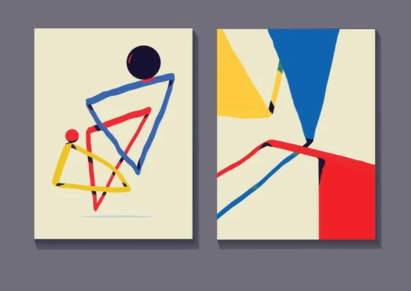 Conjunto Plantilla Diseño Portada Estilo Artístico Bauhaus Moderno Arte Moderno — Archivo Imágenes Vectoriales