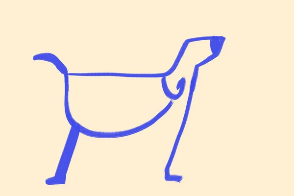 Minimal Line Art Dog Shape Simplified Design Painting Néo Expressionnisme — Photo