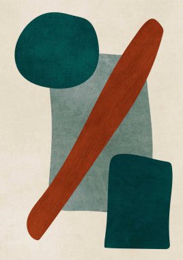 Orman renkleri, ahşap ve taş dokusuyla İskandinav soyut sanatı. Baskı, poster ve sanat ürünleri için modern moda minimal sanat eseri.