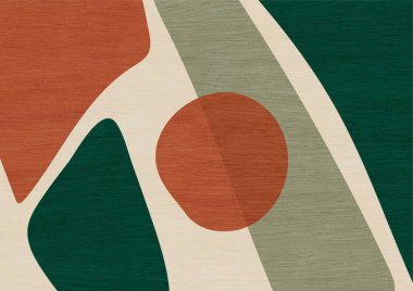 İskandinav ve Bauhaus tarzında hüzünlü ve karanlık, figüratif olmayan sanat eserleri. 20. yüzyıl modern sanat eseri ahşap tuval üzerinde. Baskı, poster ve sanat ürünleri için.