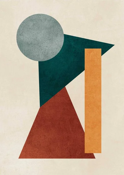 Sanatı üçgenlerle, daireleri de tuvalin dokusunda yağla şekillendirir. Baskı, poster, kart, duvar resmi, duvar sanatı için İskandinav ve Bauhaus tarzında modern moda sanat eserleri.