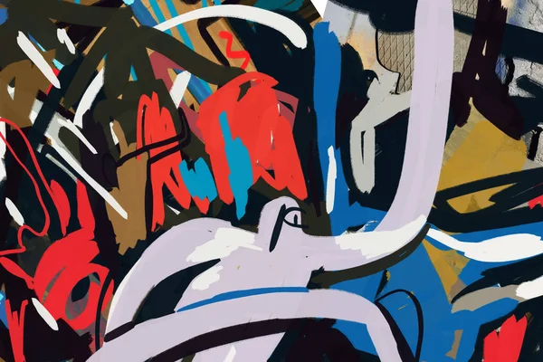 Pós Modernismo Pintura Arte Com Basquiat Vibrações Arte Rua Obra — Fotografia de Stock