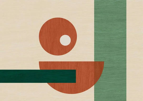 Ahşap tuval üzerinde geometrik ve soyut resim. Bauhaus ve kübizm tarzıyla 20. yüzyıl illüstrasyonu. Baskı, duvar sanatı, poster ve sanat ürünleri için modern sanat.