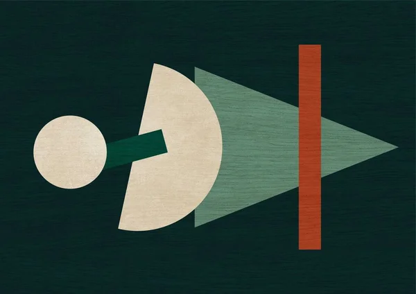 Ahşap tuval üzerinde soyut şekiller. Toprak tonlarıyla Geometrik çizimler. Bauhaus 'la yatay sanat illüstrasyonu ve üstünlük ilhamı. Baskı, poster ve sanat ürünleri için.