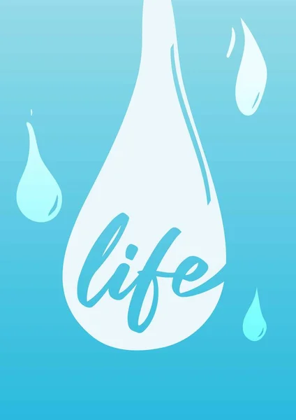 Kropla Wody Życie Koncepcja Ilustracji Życia Dla Pozytywnej Spokojnej Przyrody — Wektor stockowy