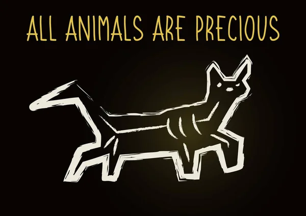 Ekologi Buruk Dengan Teks All Animals Precious Konsep Propaganda Perlindungan - Stok Vektor