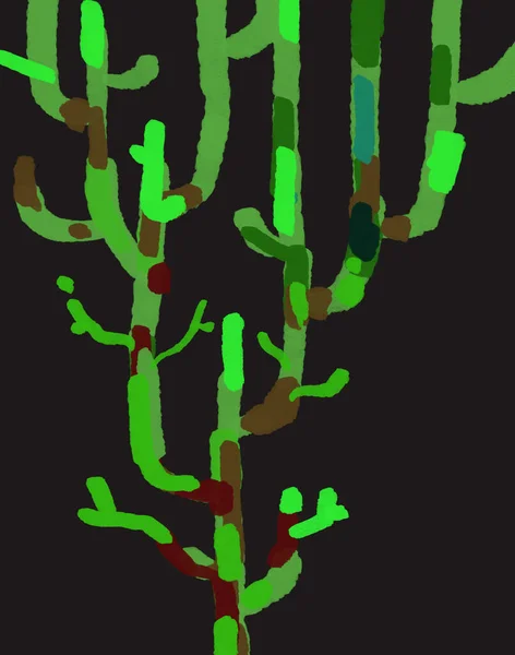 Импрессионистская Живопись Натурального Растения Тёмном Фоне Репрезентативная Нефигуративная Иллюстрация — стоковое фото