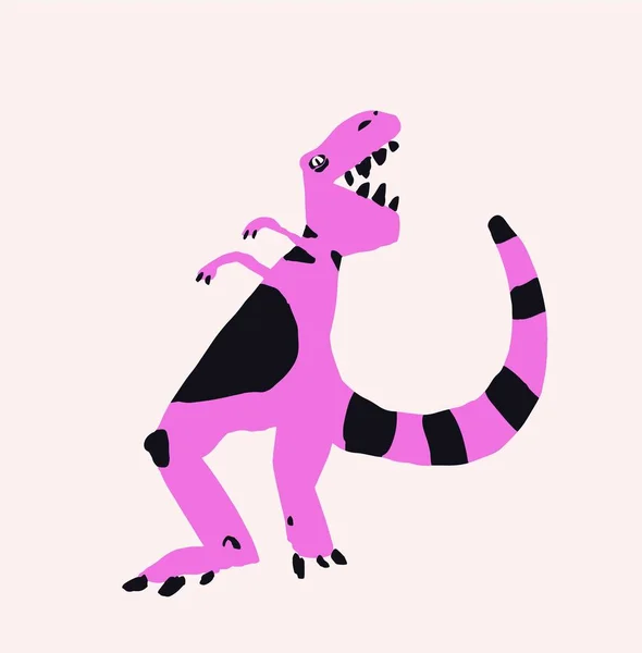 Fundy Lindo Rugido Rosa Rex Dinosaurio Diseño Plano Acuarela Renderizar — Vector de stock