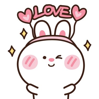 Sevgililer Günü konsepti. Hayvan karakteri tasarımı. Heart.Kawaii.Vector.İllüstrasyon.