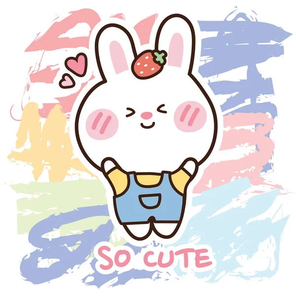 Lapin Mignon Souriant Sur Fond Coloré Paiting Animal Character Design — Image vectorielle