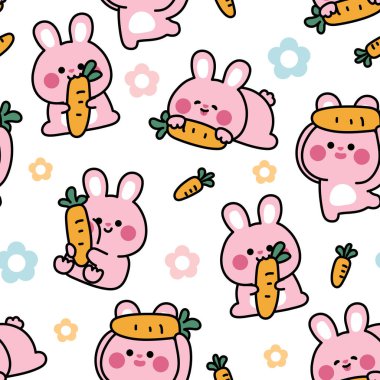 Havuç. Havuç. Kemirgen hayvan karakteri çizimi. Geyik, bebek ürünü, baskı ekranı. Kawaii.Vector. Görüntü:.