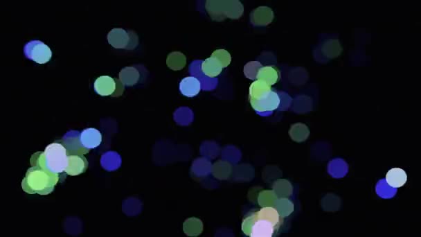 Soyut Yeşil Mavi Noktalar Siyah Üzerine Siyah Zifiri Karanlık Arkaplan — Stok video