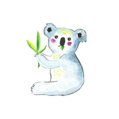 Watercolor painted Koala