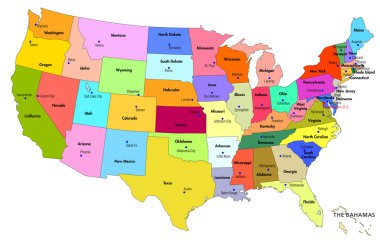 Map of USA with states clipart