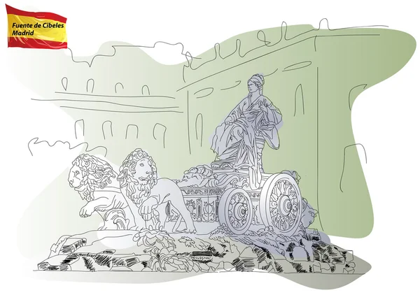 Fuente de Cibeles en Madrid — Vector de stock