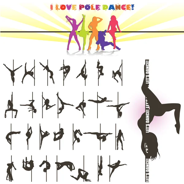 Vector pole dance — Stock Vector