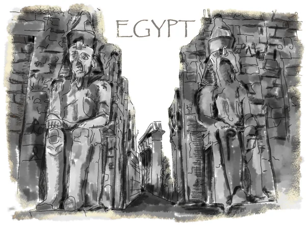 Рисунок древнеегипетской статуи — стоковое фото
