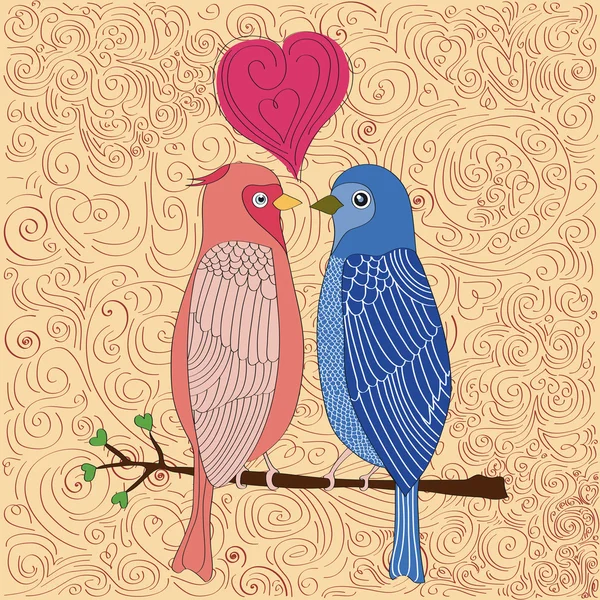 Uccelli innamorati — Vettoriale Stock
