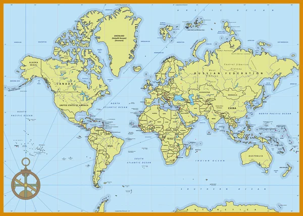 Mappa politica dettagliata del mondo — Vettoriale Stock