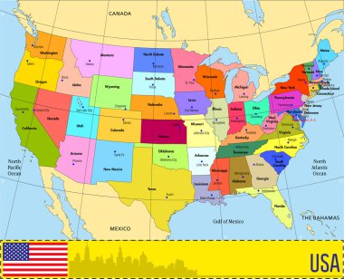 ABD vektör harita Birleşik Devletleri ile
