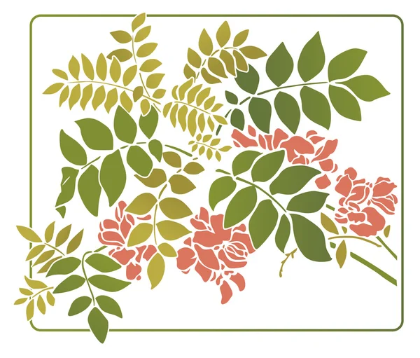 Векторне листя з квітами — стоковий вектор