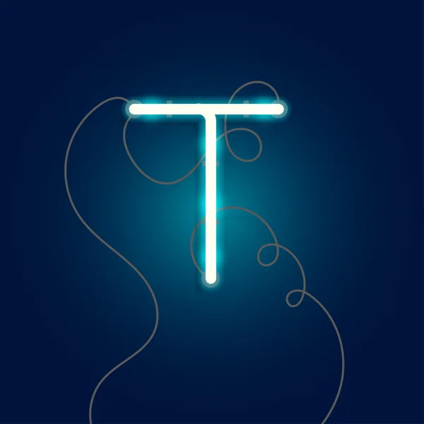 Neon letter T — Stok Vektör