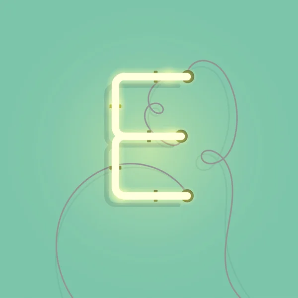 Neon Buchstabe e — Stockvektor