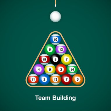Bilardo topları masanın üzerine yerleştirilen