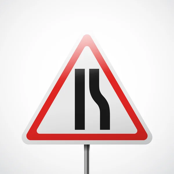 Panneau d'avertissement. Étroits routiers — Image vectorielle