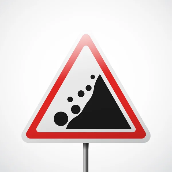 Varning vägmärke. Fallande stenar — Stock vektor