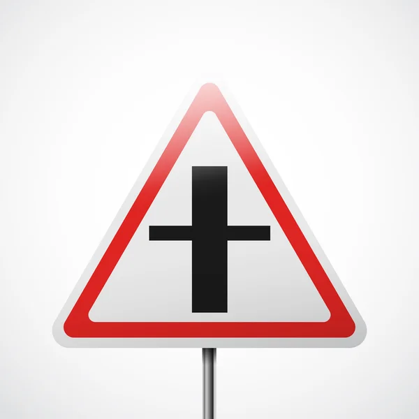 Crossroads huvudvägen varningsskylt — Stock vektor