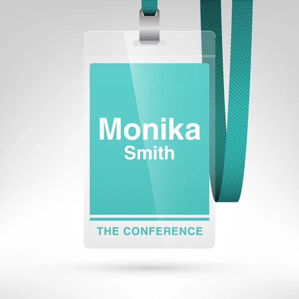 Emblema da conferência com etiqueta de nome —  Vetores de Stock